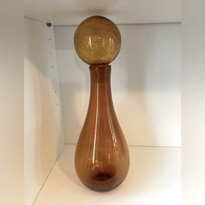 Vintage Mid Century Modern Amber Glass Decanter